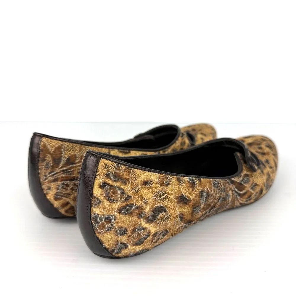 Donald‎ J Pliner Couture Henna Leopard Mary Jane Flats Jacquard Italy Size 8M